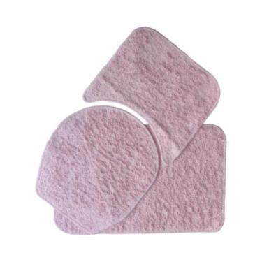 Imagem de Tapete Para Banheiro 3 Peças Pelúcia Premium - Lucatex, Rosa