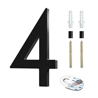 Imagem de Número de casa flutuante, números de casa modernos de 5 polegadas com adesivo de dois lados 3M, placa de endereço externa liga de zinco preta para Yard Street e caixa de correio