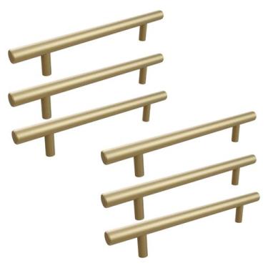 Imagem de Kit 6 Puxador Haste Dourado Em Inox Redondo 160mm - RENNA