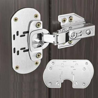 Imagem de Placa de reparo de dobradiça de armário de 2 peças de aço inoxidável suportes de reparo de dobradiça de armário de porta com parafusos de montagem para cozinha doméstica (estilo 2, 11 x 5 cm)