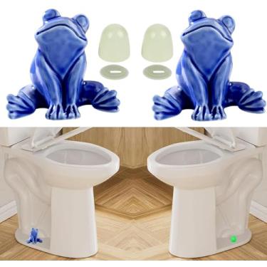 Imagem de 2 pacotes de tampas de parafuso de vaso sanitário de sapo de cerâmica fofas e 2 pacotes que brilham no escuro capas universais de parafuso de vaso sanitário, decoração de banheiro peças de reposição