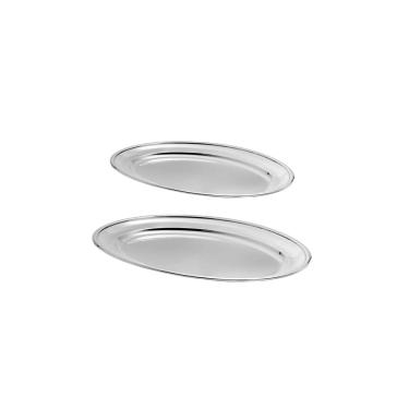 Imagem de Travessa Bandeja Oval Rasa Aço Inox Buffet Restaurante 20cm e 30cm