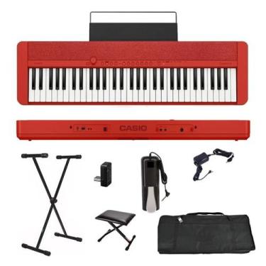 Imagem de Teclado Casio CT-S1 61 teclas Bluetooth Vermelho + Suporte + Capa + Pe