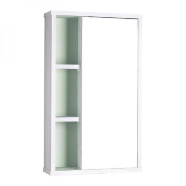 Imagem de Armário com Espelho para Banheiro Milano Branco e Menta