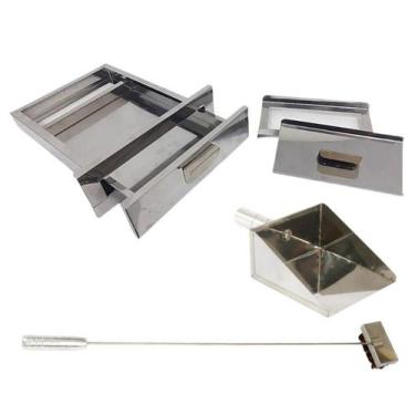 Imagem de Kit Gaveta 304 Vassoura Piaçava, Pá Cinza, Churrasqueira - INOX LAURIN