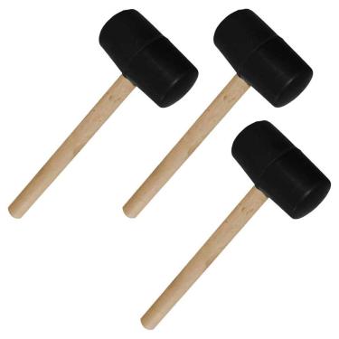 Imagem de Martelo Borracha Marreta Kit 3 Uni Cabo Madeira Piso Chao Taco Ladrilho Cemarica Montagem Reparo Manutençao Moveis