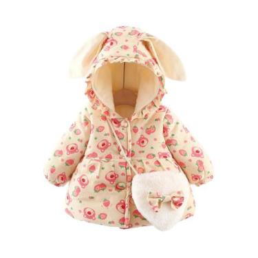 Imagem de Jaqueta De Inverno Para Meninas Em Algodão, Bonita, Com Capuz E Estamp