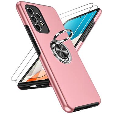 Imagem de LeYi Capa para celular Samsung Note 10, capa para Galaxy Note 10 com [2 unidades] protetor de tela de vidro temperado, capa fina à prova de choque com suporte de anel invisível para Galaxy Note 10, rosa