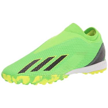 Imagem de adidas Tênis de futebol unissex adulto X Speedportal.3 Turf, Verde solar/vermelho solar/amarelo solar (Sem fecho), 5.5 Women/6.5 Men