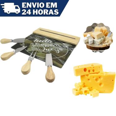 Imagem de Conjunto Para Queijo 5 Peças Tábua + 4 Facas Clink