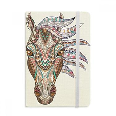 Imagem de Caderno de desenho de cavalo colorido estilo mosaico, capa dura de tecido, diário clássico