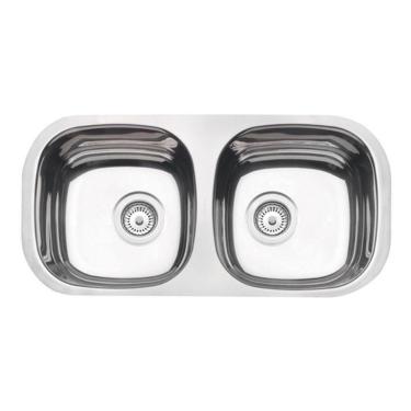 Imagem de Cuba Embutir Tramontina Isis 2c 34 Bl Inox Polido 72x34 Cm