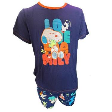 Imagem de Pijama Teen Snoopy Camiseta Manga Curta E Short Meia Malha - Puket