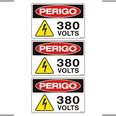 Imagem de Combo 3 Placas De Sinalização Perigo 380 Volts 30x20 Ekomunike - S-217/4 F9e