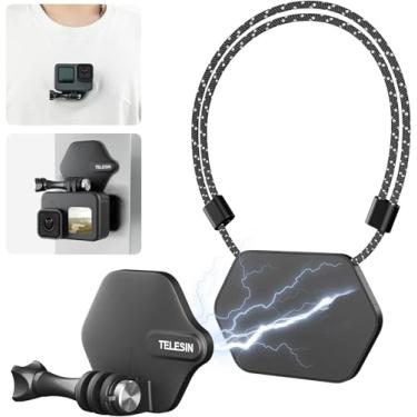 Imagem de TELESIN Suporte magnético de 360° no peito + cordão para colar, suporte magnético para selfie POV, acessórios para GoPro Max Hero 13 12 11 10 9 Insta360 X5 X4 Ace Pro DJI Action 5 Pocket 3