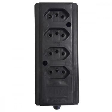 Imagem de Tomada Barra Interneed   Quadrupla 10A 2 Polos +Terra Preta  66262, Pr