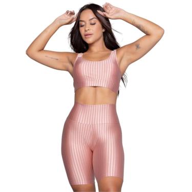Imagem de Conjunto Top e Bermuda New Zig 3D Bella Fiore Bojo Compressão Academia Treino Moda Fitness-Feminino
