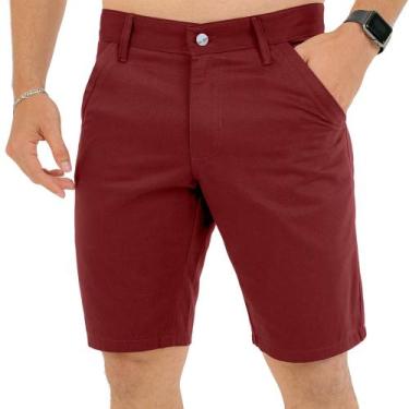 Imagem de Bermuda Masculina Sarja Brim Qualidade Premium - Tootexas, Bordô, 44