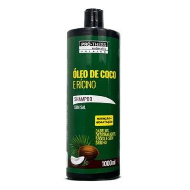 Imagem de Shampoo 1 Litro Óleo de Coco e Rícino Nutrição Intensa e Hidratação Profunda Para Cabelos Ressecados e Sem Brilho