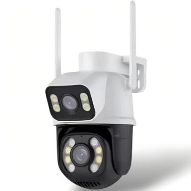 Imagem de Câmera De Segurança Externa Dupla Ip Prova D’ Água Wifi Hd A28 Com Visão Noturna E Infravermelho (Branco)
