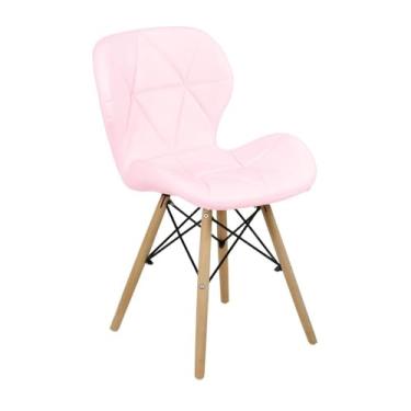 Imagem de Cadeira Charles Eames Eiffel Slim Wood Estofada - Rosa Claro