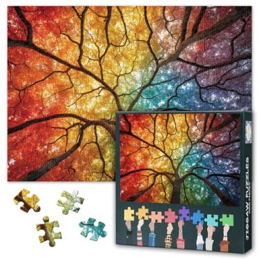 Imagem de Tree Shows a Rainbow Colors in Its Leaves Jigsaw Puzzles for Adults 1000 Pieces Colorful Leaves Challenging Puzzles for Home Decor Intelligence Puzzle as Gift for Family Friends 27.5"X19.7"