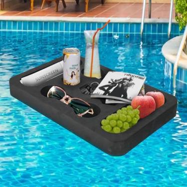 Imagem de Bandeja flutuante de bebida para piscina e banheira, suporte de comida não inflável para praia e spa, mini mesa flutuante, acessório de natação inteligente, boias de bebida, barra de refresco versátil