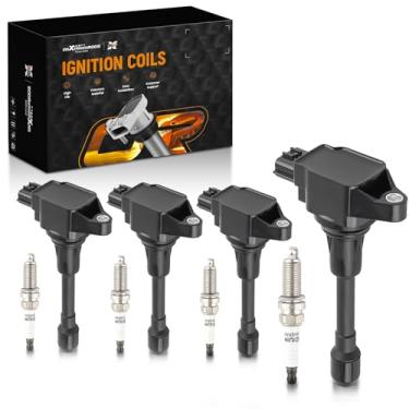 Imagem de maXpeedingrods Conjunto De 4 Bobinas Ignição E Velas Irídio Para Nissan Altima March Np300 Versa Sentra, Infiniti Fx50 M56 Q70 Q70L Qx60 Qx70, Kit Substitui Uf549