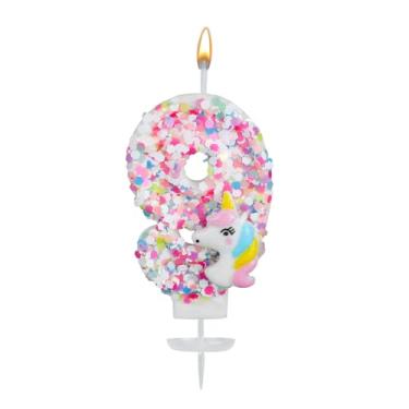 Imagem de Vela com Número Unicórnio, Glitter Lantejoulas Vela com Número Aniversário Topo de Bolo Unicórnio Decorações Aniversário para Meninas Chá de Bebê Celebrações Temáticas (9)