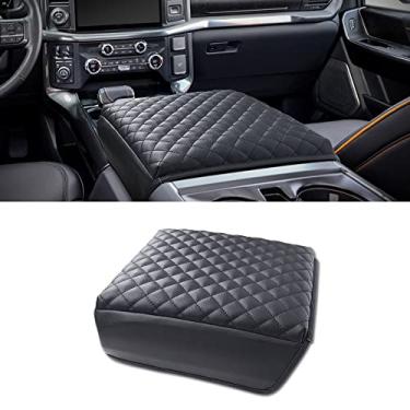 Imagem de KMMOTORS Capa de console central F150(2021-2025), almofada grossa para apoio de braço, fundo para consola de coche, interior de carro, couro vegano, protetor de apoio de braço (2021~2025, capa