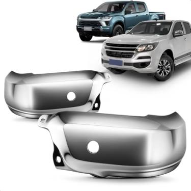 Imagem de Ponteira Parachoque Traseiro S10 2017 A 2025 Cromado Com Furo Para Sensor (Lado Direito)