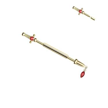 Imagem de CM Crareesi Mania Brincos industriais de aço cirúrgico 316L piercing industrial 14G punhal roscado internamente cartilagem industrial hélice brincos, Metal, Zircônia cúbica