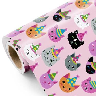 Imagem de Rolo de papel de embrulho WRAPAHOLIC Kitty 43cm x 10m - Pink Cat