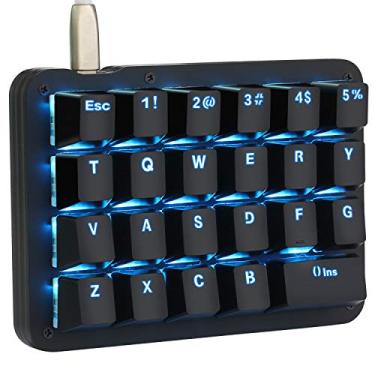Imagem de Koolertron Teclado Mecânico De 23 Teclas Para Uma Mão, Mini Portátil Jogos Com Retroiluminação Led Azul, Totalmente Programáveis