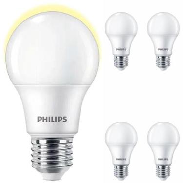 Imagem de Kit 5 Lâmpada Led Philips 9w Bulbo Branco Quente 3000K Equivale 60w Lu
