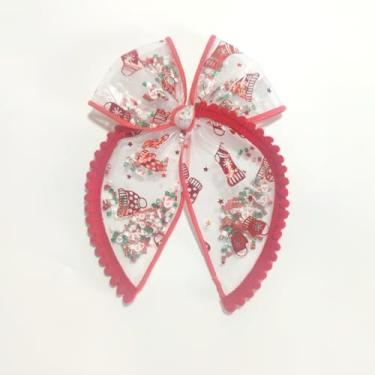 Imagem de Feliz Natal, fita de malha, laços de cabelo fábula, grande Papai Noel, clipe jacaré para mulheres, meninas, crianças, Ano Novo, acessório para decoração de vestido de festa, presente de Natal (G)