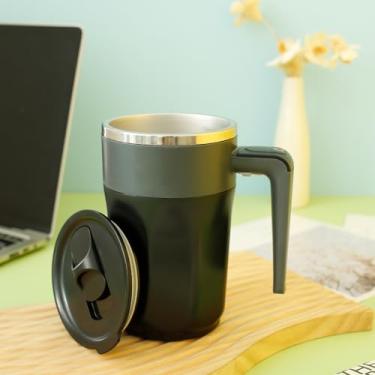 Imagem de DJAPWPX - Caneca de café magnética com agitação automática, recarregável por USB de 400 ml, copo de mistura elétrica de aço inoxidável 316, xícara de café automisturável para café chocolate quente
