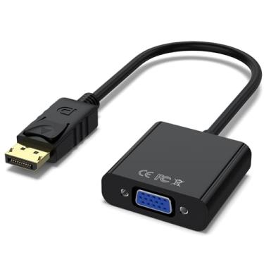 Imagem de Adaptador DisplayPort (DP) para VGA 1080P, banhado a ouro, adaptador unidirecional DP para VGA (macho para fêmea) compatível com computador, desktop, laptop, PC, monitor, projetor, HDTV, Lenovo, Dell