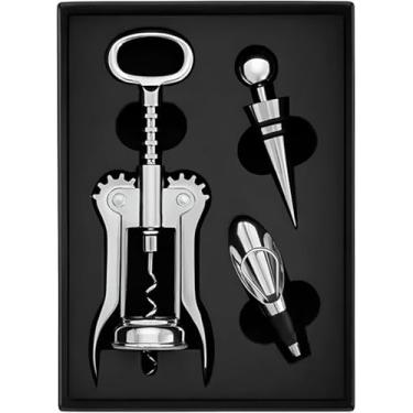 Imagem de Kit de Vinho 3 Peças em Aço Inox – Saca-Rolhas, Rolha e Dosador | Elegante, Durável e Perfeito para Presentear Amantes de Vinho