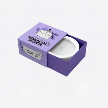 Imagem de Vela Aromática com Mensagem Secreta para Aniversário, Caixa Roxa Decorativa, Presente Mágico com Símbolos Especiais para Celebração