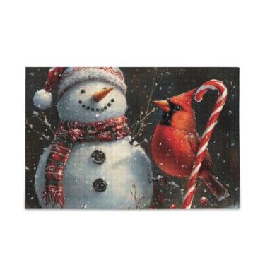 Imagem de WELLDAY Quebra-cabeça boneco de neve pássaro 500 peças grande jogo de arte para adultos adolescentes