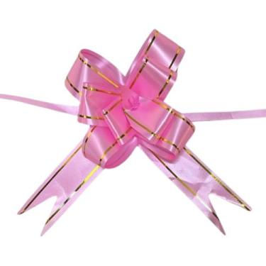 Imagem de Kit C/100 Laço Fácil Pronto C/Filete 20mmx37cm Presente Rosa - generic