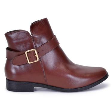 Imagem de Bota Coturno Cano Curto em Couro Legitimo Feminino Conforto Country - 