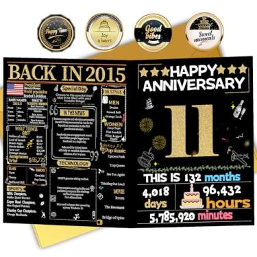 Imagem de Joycard Cartão de aniversário de 11 anos para mulheres e homens, cartão de casamento para esposa marido, presentes de decorações de casamento doces para casal, perfeito para ela no dia de aniversário