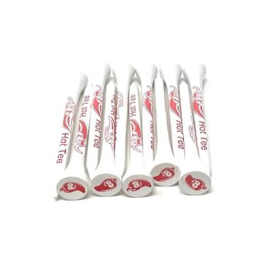 Imagem de Conjunto de camisetas de golfe Hot Tees, camisetas de bambu branco brilhante de 7 cm com copo de pimenta vermelha e design lateral de pimenta gritando, conjunto de 50.