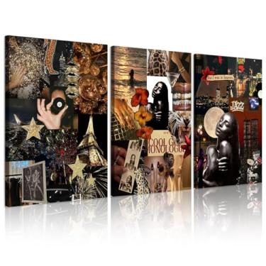 Imagem de 3 peças de pôster emoldurado S-Sade Singer arte preto e branco Adu Music Star Álbum Vintage Club Bar presentes pintura em tela arte de parede imagem sala de estar decoração de casa (emoldurado-B, 12 x