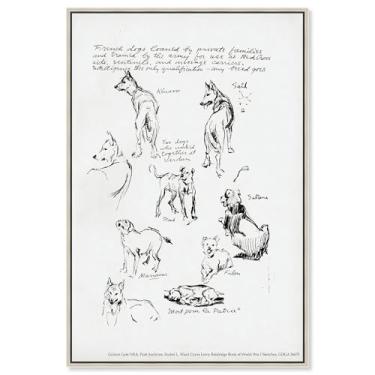Imagem de Art Remedy Dog Sketches 1917 Canvas Animal Line Art, Moldura Prata, 25,4 cm x 38,1 cm