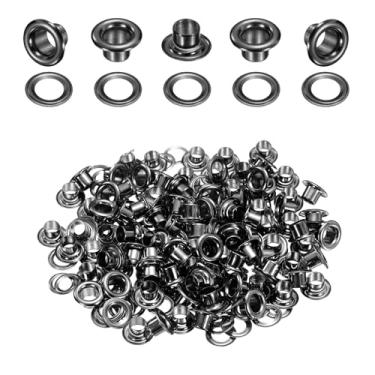 Imagem de Generic Conjunto de 50 ilhós, ilhós, 4,5 mm, 1/6 polegada, kit de ilhós de latão com arruelas para tecido, cortina, lonas, cinto de couro, bolsa de sapatos, DIY, preta