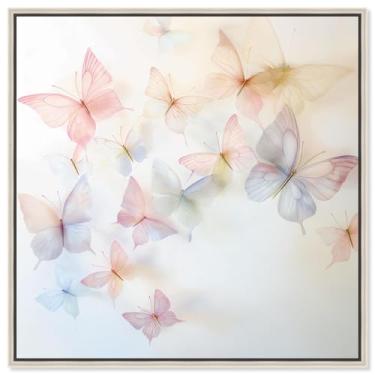 Imagem de Art Remedy Arte de borboleta em tela Gossamer Flutter, moldura prateada, 61 cm x 61 cm