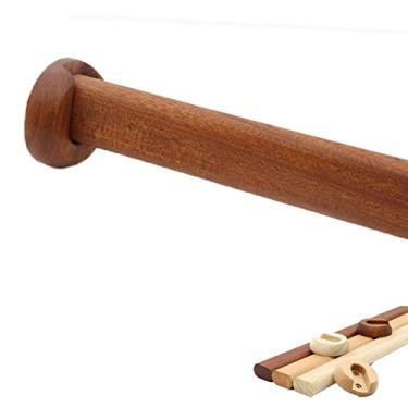 Imagem de 1 haste oval de madeira para pendurar roupas, poste de armário premium, barra transversal, varões de pendurar de faia natural polida para armário (sapele, 40 cm